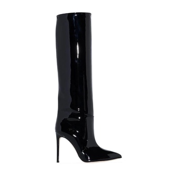 Black Knee-High Patent Leather Boots