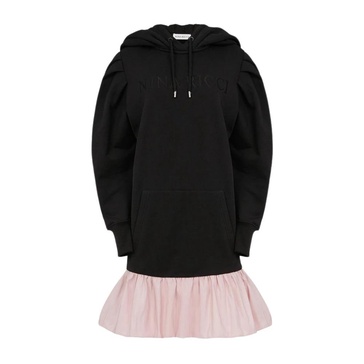 Black Peplum Hoodie Dress