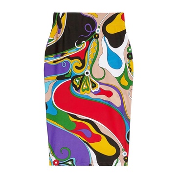 Purple Abstract Pattern Pencil Skirt