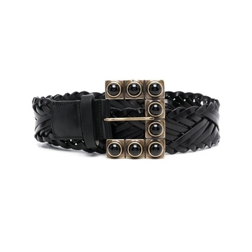 interwoven leather buckle belt