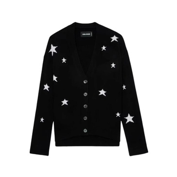 Black Cashmere Cardigan with Stars