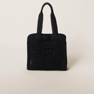 logo-embroidered interwoven tote bag