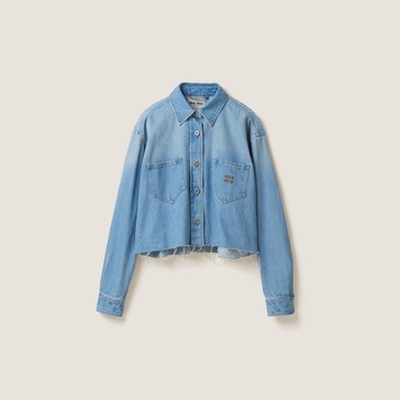 logo-embroidered denim jacket