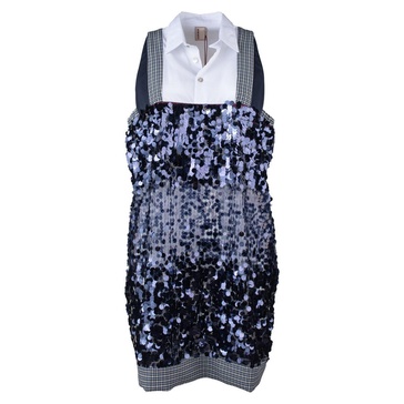 Antonio Marras Blue Sequin Patchwork Dress in Blue