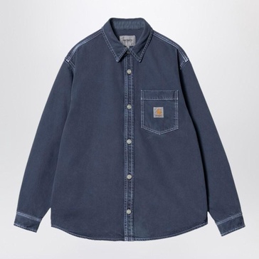 Carhartt Wip George Shirt Jac Colour Air Force Blue Cotton Shirt