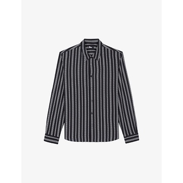 Stripe-print slim-fit woven shirt