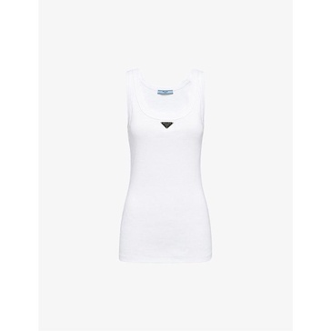 Prada Ribbed-Knit Jersey Tank Top