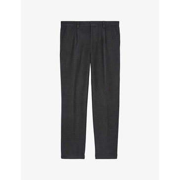 Pressed-crease straight-leg cotton-blend trousers