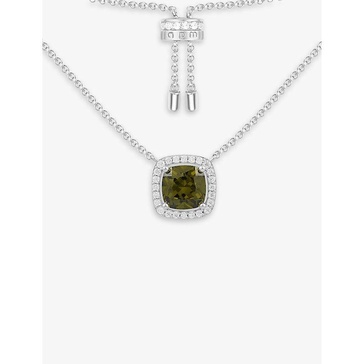 Lumiere adjustable sterling-silver and zirconia pendant necklace