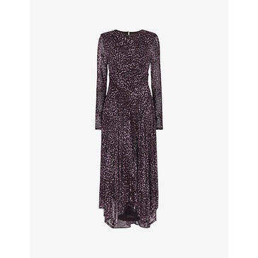 Feather leopard-print stretch-recycled polyester midi dress