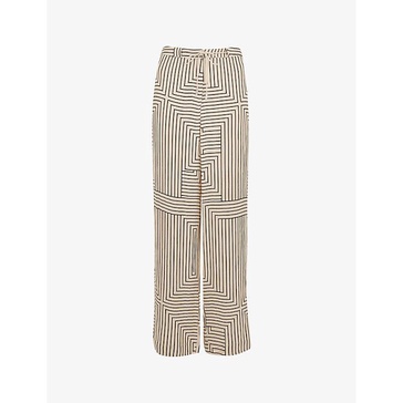 Angled-stripe relaxed-fit high-rise woven trousers