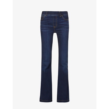 Flared-leg high-rise stretch cotton-blend jeans