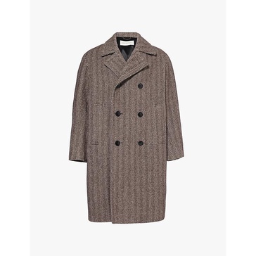 Razel zigzag-pattern loose-fit wool coat