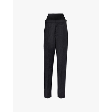 Relaxed-fit elasticated-waistband wool-blend trousers