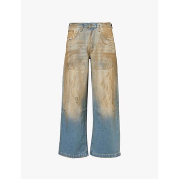 Colossus mud-wash relaxed-fit wide-leg jeans