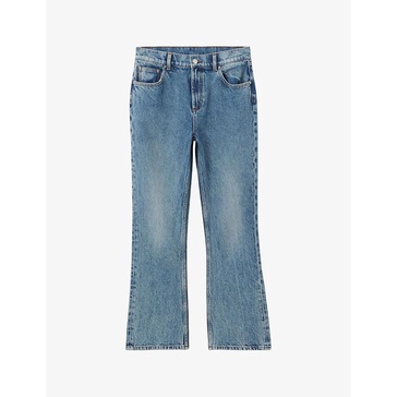 Cropped flared-leg mid-rise stretch-denim jeans