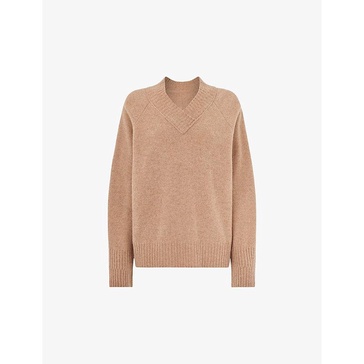 V-neck long-sleeve wool jumper