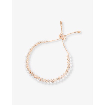 Up And Down 18ct rose gold-plated metal, zirconia and pearl bracelet