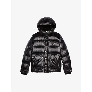 Detachable-hood padded shell-down jacket