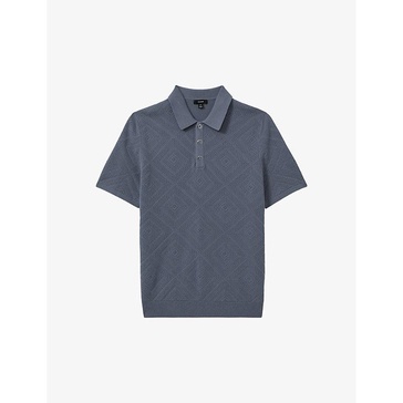 Lupton geometric-texture cotton polo shirt