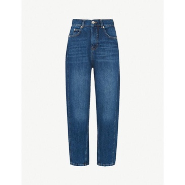 Barrel straight-leg high-waist jeans