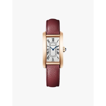 CRWGTA0276 Tank Americaine small 18ct rose-gold and leather quartz watch