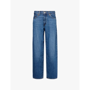 Baggy Dad brand-patch barrel-leg mid-rise denim jeans