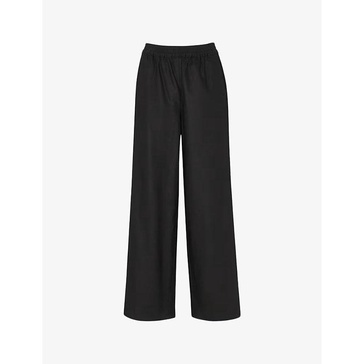 Lindsey elasticated-waist high-rise cotton and linen-blend trousers