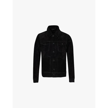 Western patch-pocket regular-fit suede jacket