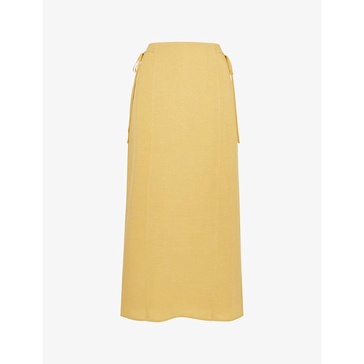 Josie side-tie high-rise woven midi skirt