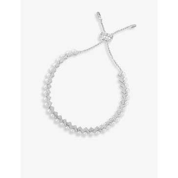 Up And Down sterling silver white zirconia and fresh water pearl bracelet