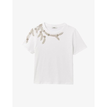 Rhinestone-embellished cotton T-shirt