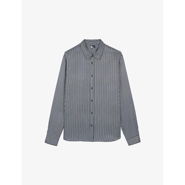 Stripe-pattern regular-fit silk-blend shirt