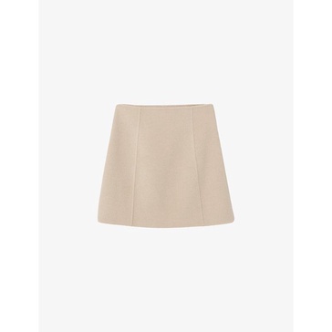 Straight-cut high-rise wool-blend mini skirt