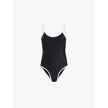 Scoop-neck high-leg swimsuit