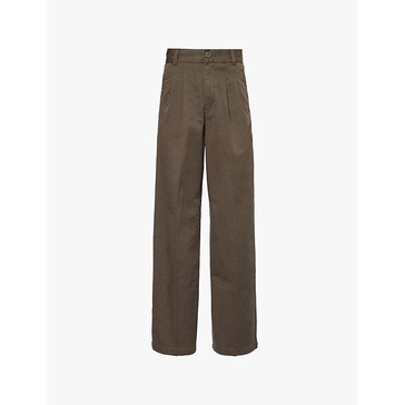 Leola straight-leg mid-rise cotton trousers