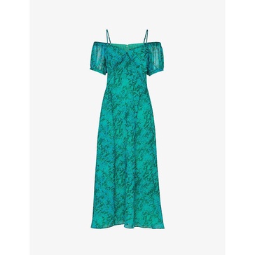 Snakeskin-print recycled-polyester midi dress