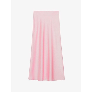 Sapine high-rise satin midi skirt