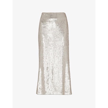 Sequin-embellished regular-fit recycled polyester-blend midi skirt