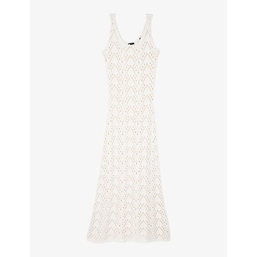 Openwork fitted knitted maxi dress