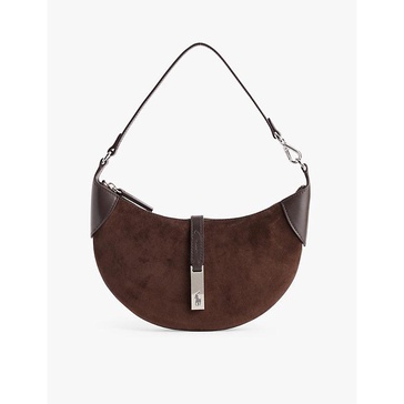 Curved-shape leather shoulder bag