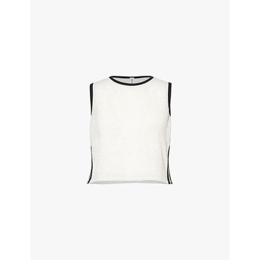 Logan mesh stretch-woven jersey top