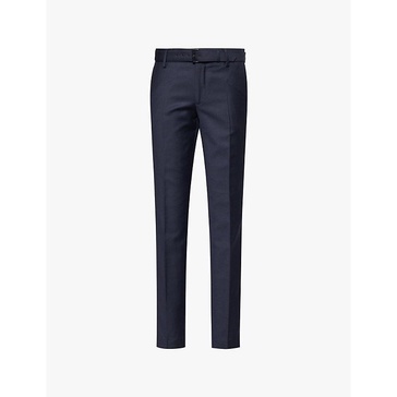 Belted mid-rise slim-fit wool trousers