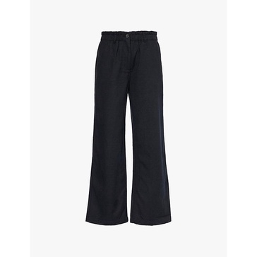 Lira elasticated-waist wide-leg mid-rise cotton-blend trousers