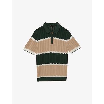 Alton half-zip colour-block knitted polo