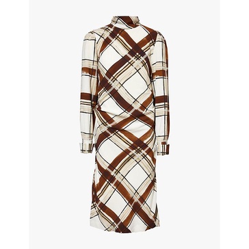 Delvet check-print woven maxi dress