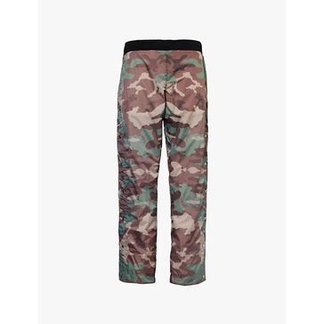 Camouflage-print elasticated-waist shell trousers