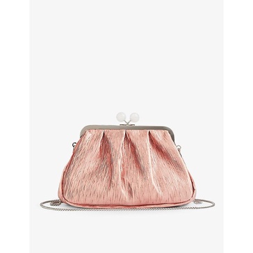 Lainey snap-lock crinkle satin clutch