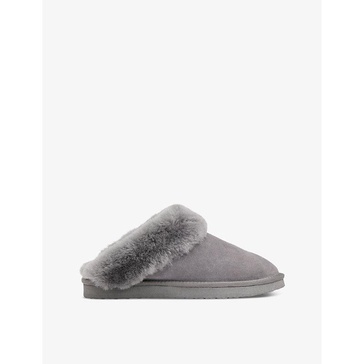 Emilia sheepskin-cuff suede slippers