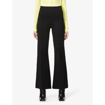 Flared high-rise stretch-woven trousers